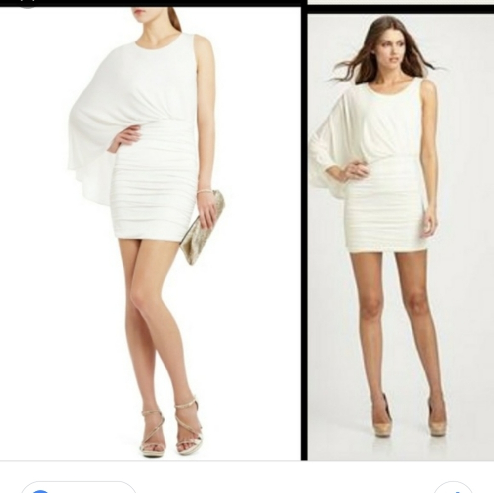 Bcbgmaxazria Venus draped dress white medium